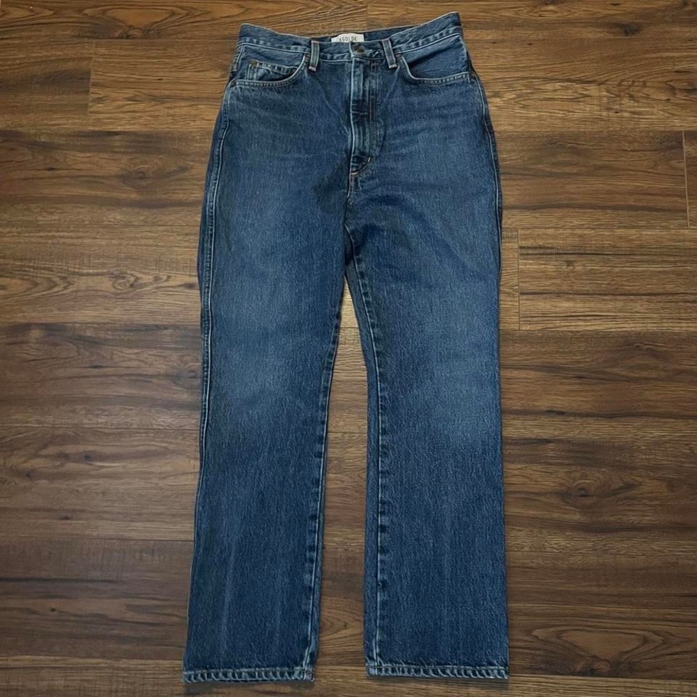 Agolde High Rise Straight Leg Jeans Classic Blue Denim Women 27